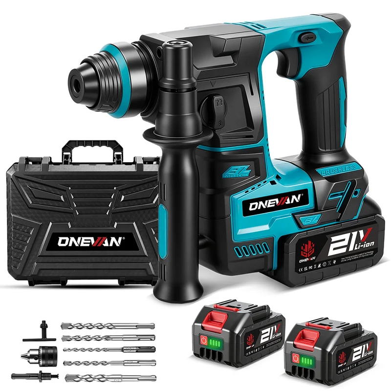 ONEVAN 24mm Brushless Rotary Hammer Drill - Concrete & Wood Drilling | For Makita 18V Battery