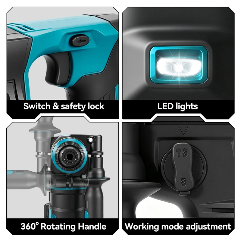 ONEVAN 24mm Brushless Rotary Hammer Drill - Concrete & Wood Drilling | For Makita 18V Battery