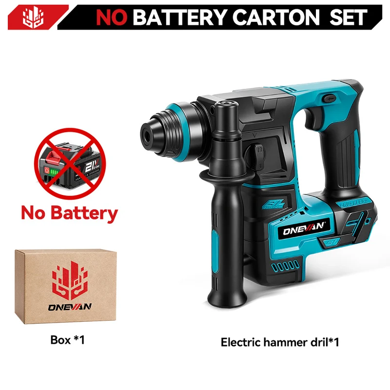ONEVAN 24mm Brushless Rotary Hammer Drill - Concrete & Wood Drilling | For Makita 18V Battery