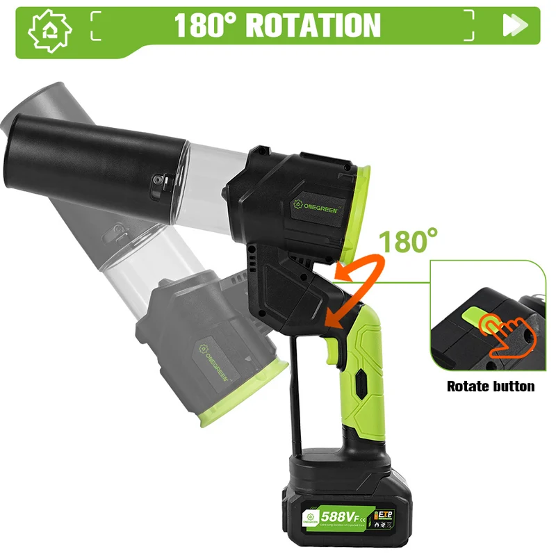 ONEVAN 3-Speed Cordless Brushless Ducted Turbo Blower – Digital Display, Dual-Use Design | For Makita 18V Battery