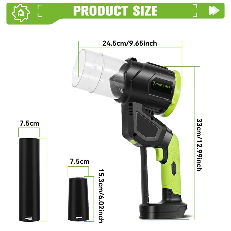 ONEVAN 3-Speed Cordless Brushless Ducted Turbo Blower – Digital Display, Dual-Use Design | For Makita 18V Battery