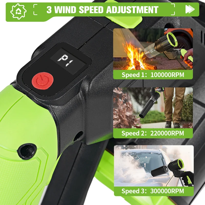 ONEVAN 3-Speed Cordless Brushless Ducted Turbo Blower – Digital Display, Dual-Use Design | For Makita 18V Battery