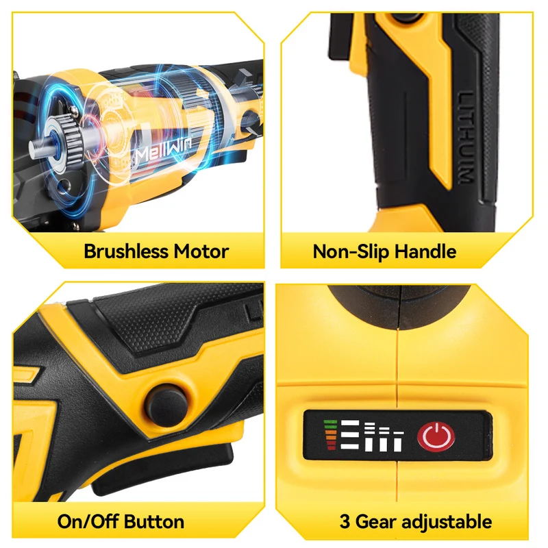 ONEVAN 125mm Brushless Cordless Angle Grinder Kit 3 Gears | For Makita 18V Battery