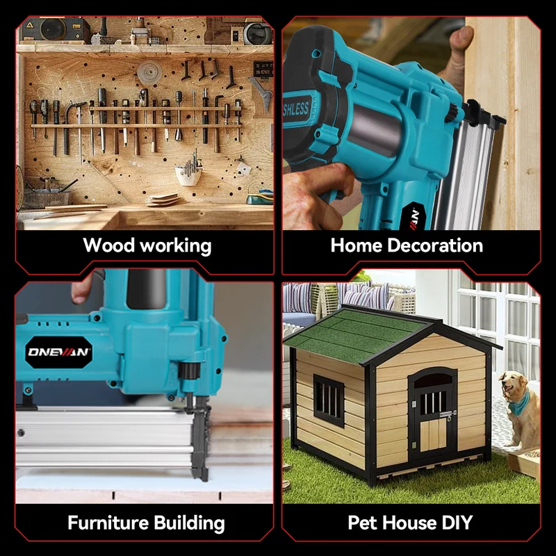 ONEVAN Cordless 2 IN 1 Brushless Brad Nailer & Stapler | For Makita 18V Battery