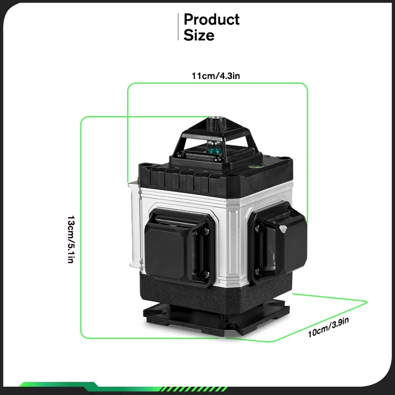 ONEVAN LK-804 16-Line 4D Green Laser Level | Self-Leveling | 360° Swivel Head