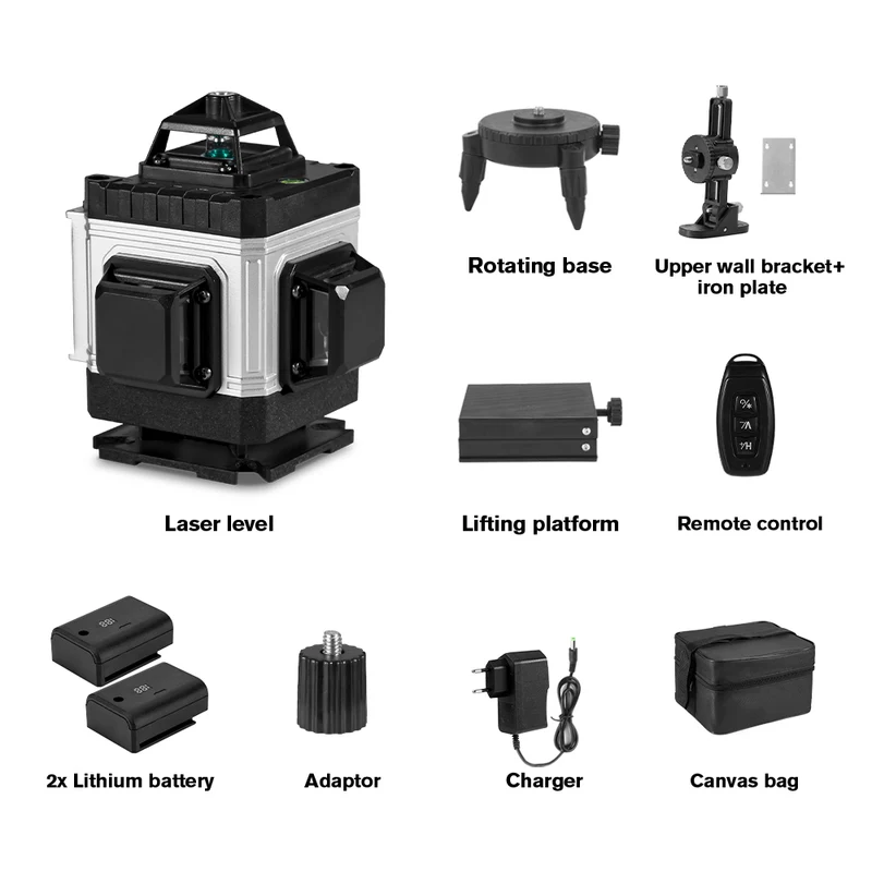 ONEVAN LK-804 16-Line 4D Green Laser Level | Self-Leveling | 360° Swivel Head
