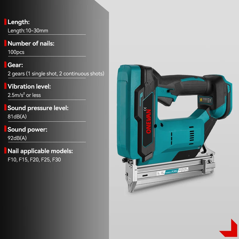 ONEVAN F30G Cordless Brushless Electric Nail Guns | For Makita 18V Battery
