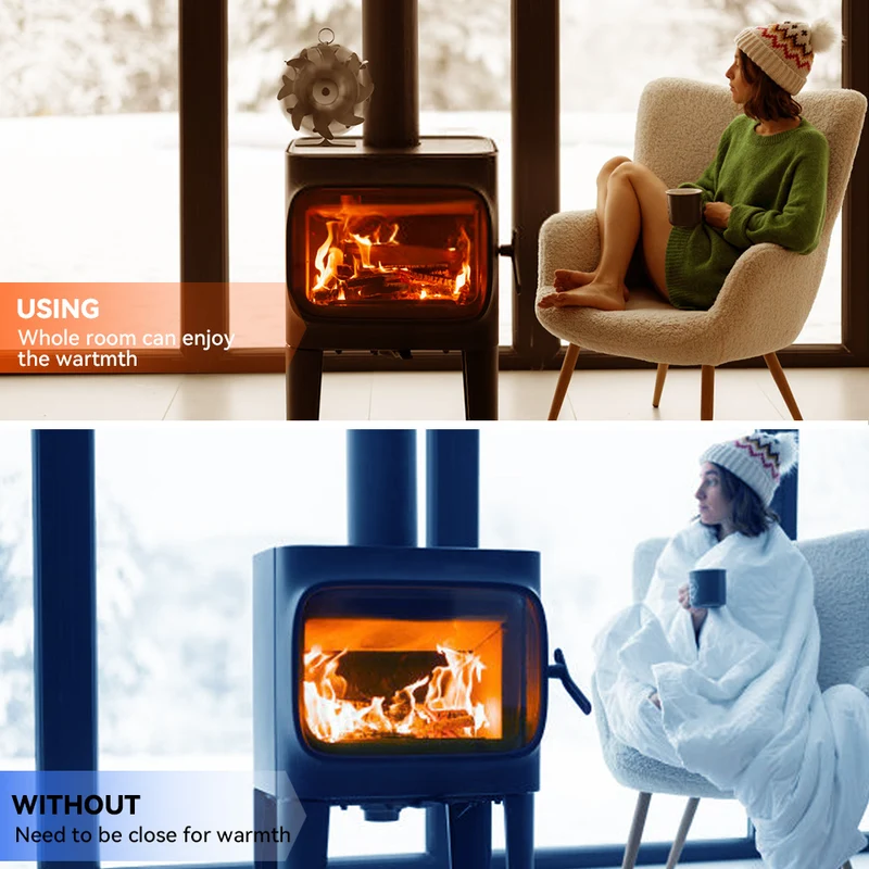 ONEVAN 16-Blade Heat Powered Double-Sided Stove Fan for Efficient Home Heating