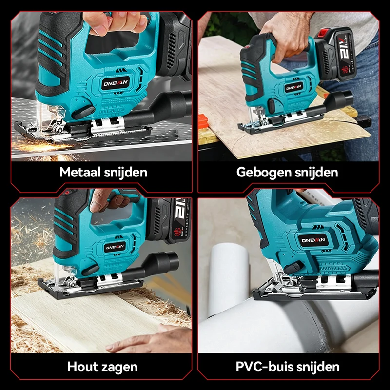 ONEVAN 135mm Brushless Cordless Jigsaw ±45 ° Bevel Capacity | For Makita 18V Battery