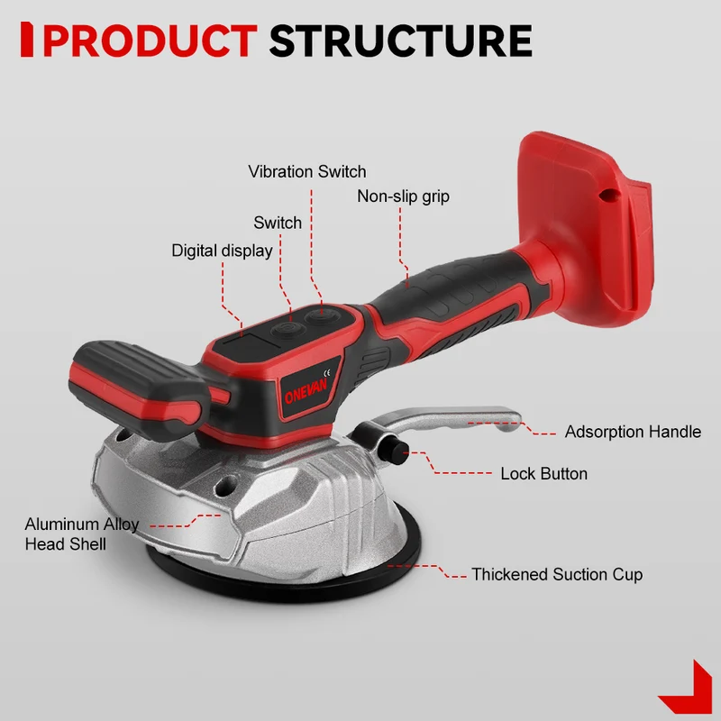 ONEVAN 8-Speed Cordless Automatic Tile Vibration Leveling Machine | For Makita 18V Battery