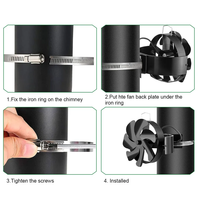 ONEVAN 7 Blades-Upright/Hang Temperature Resistant Thermodynamic Fireplace Fan