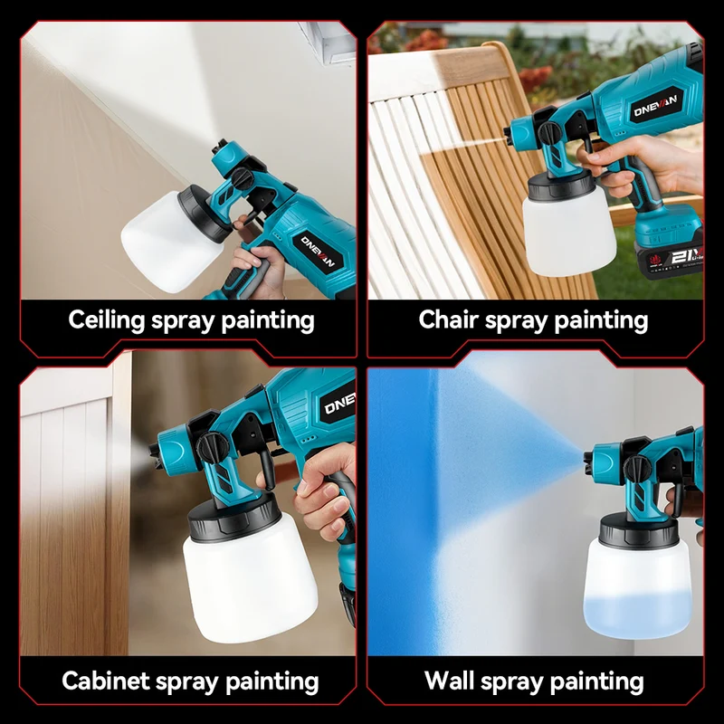 ONEVAN 1000ML Electric Cordless Paint Spray Gun | For Makita 18V Battery