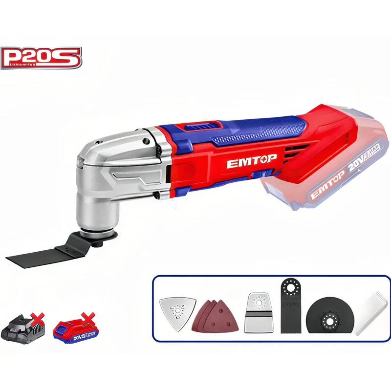 EMTOP FlexiPower 20V - Kit de Multiherramienta Inalámbrica (8 Funciones - Batería no Incluida)