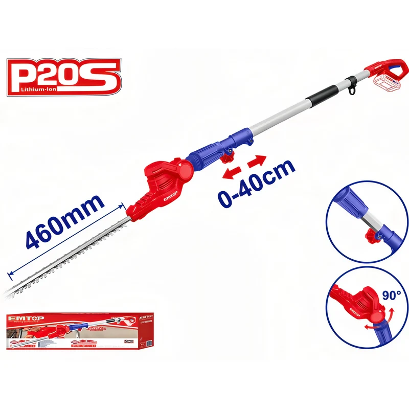 EMTOP Extendable Cordless Hedge Trimmer 460mm - 20V MaxLite Series