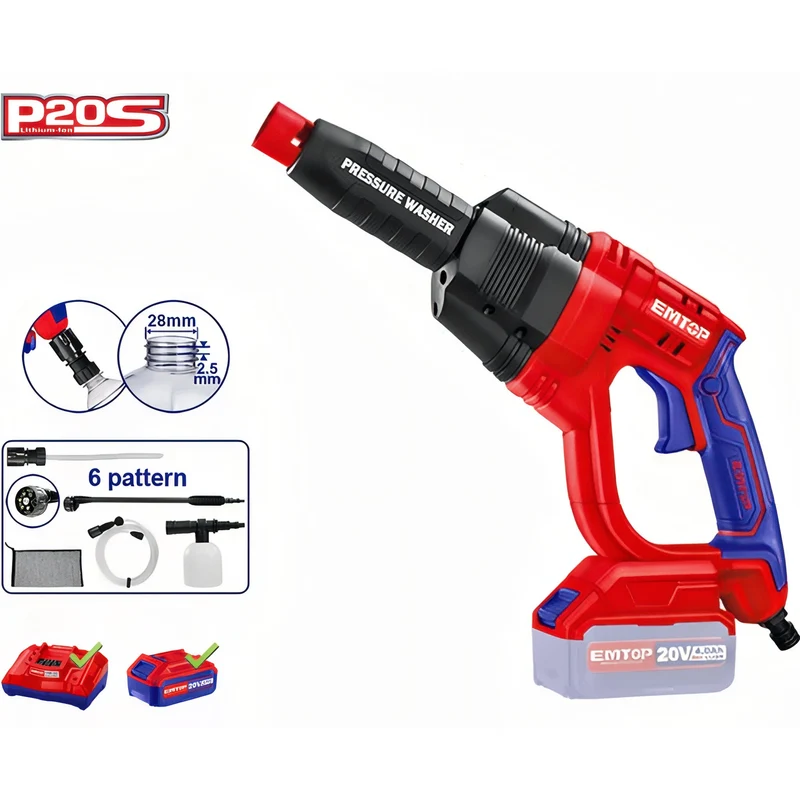 EMTOP PowerClean 20V - Hidrolimpiadora Inalámbrica Pro