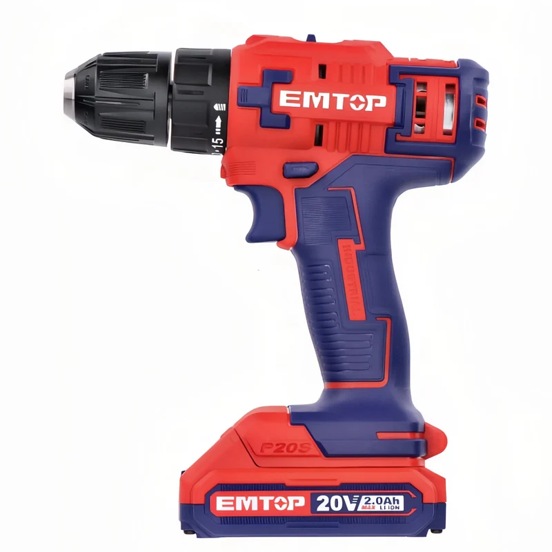 EMTOP Pro-Drill 20V Max Power 45nm - Kit de Taladro Inalámbrico con 2 Baterías y Maletín