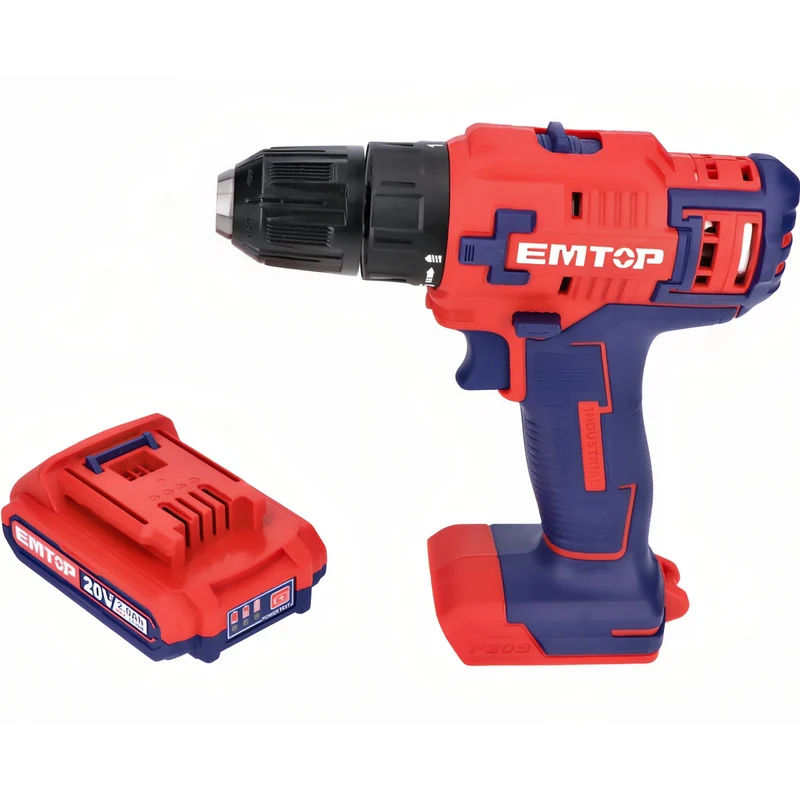 EMTOP Pro-Drill 20V Max Power 45nm - Kit de Taladro Inalámbrico con 2 Baterías y Maletín