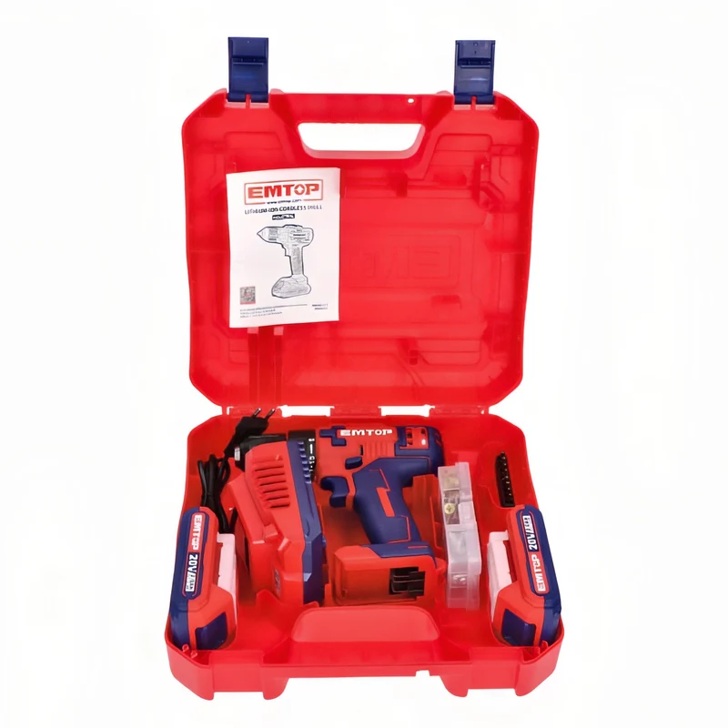 EMTOP Pro-Drill 20V Max Power 45nm - Kit de Taladro Inalámbrico con 2 Baterías y Maletín