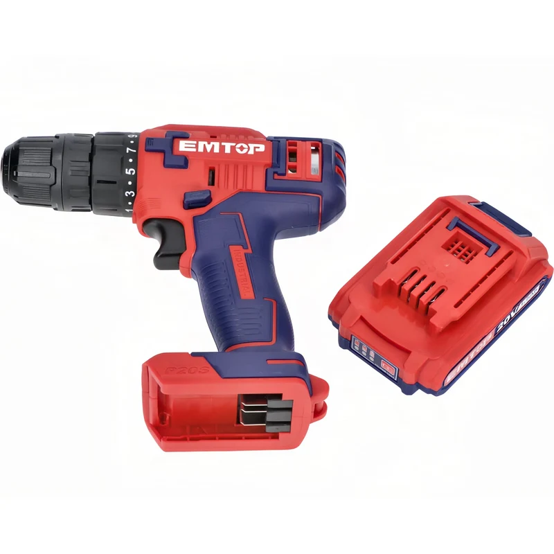 EMTOP DrillMax 20V MaxPro - Taladro Inalámbrico con Maletín Dual+