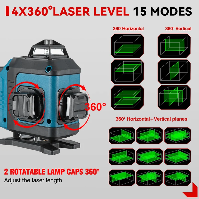 ONEVAN 16 Lines 4D Display Green Laser Level