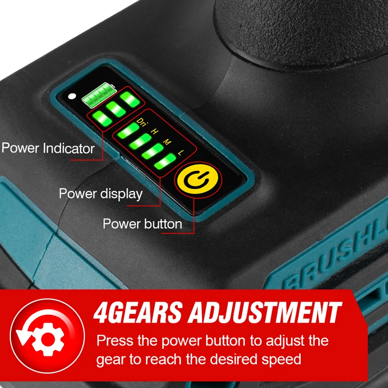 ONEVAN 6mm Brushless Cordless Die Grinder with 4-Speed Variable Adjustment | For Makita 18V Battery