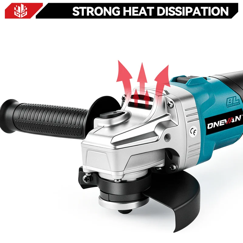 ONEVAN 125mm Brushless Cordless Angle Grinder 6 Gears | For Makita 18V Battery