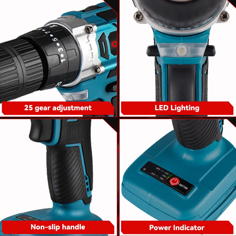 ONEVAN 54N·m Brushless Cordless Impact Drill 25+3 Torque | For Makita 18V Battery