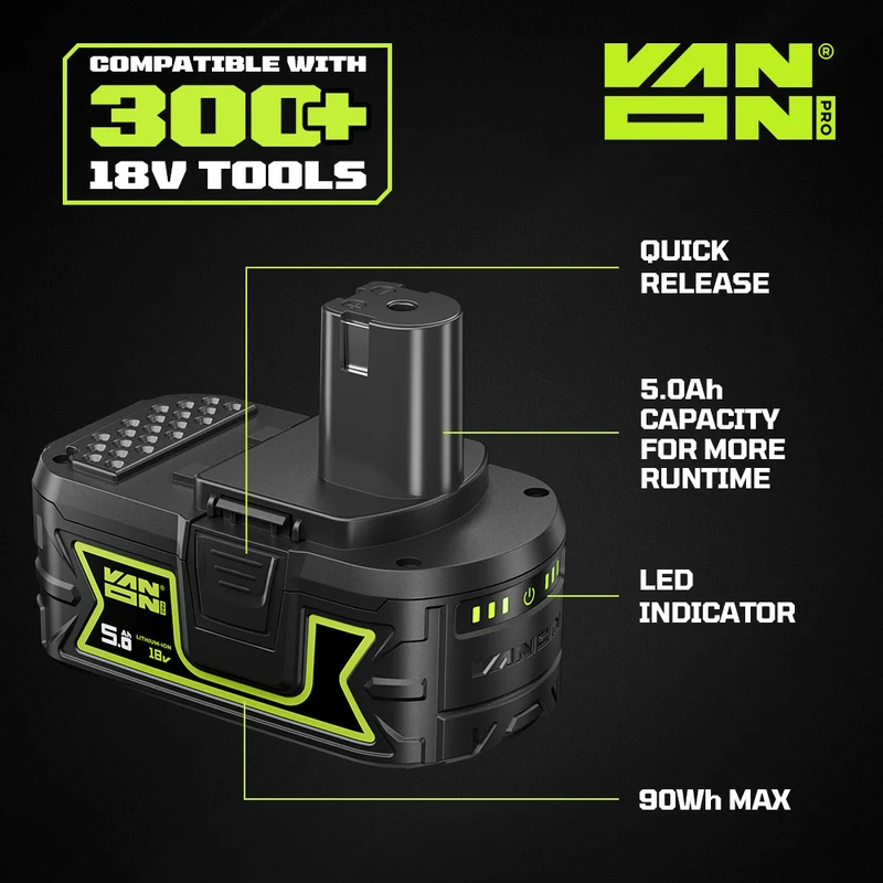 Für Ryobi 18V P108 Akku 5Ah Ersatz-VANON PRO