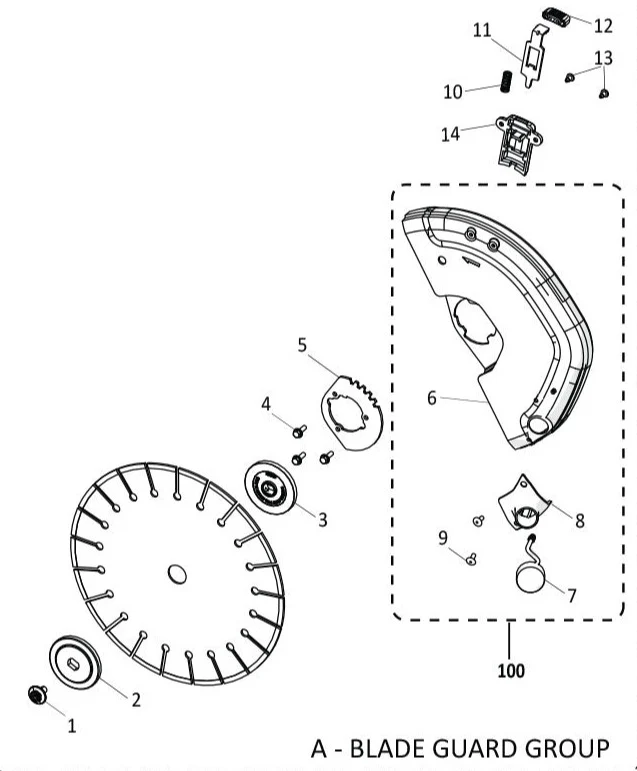 Evolution R300DCT+ 12 In. Concrete Saw Spare Parts (Blade Guard)