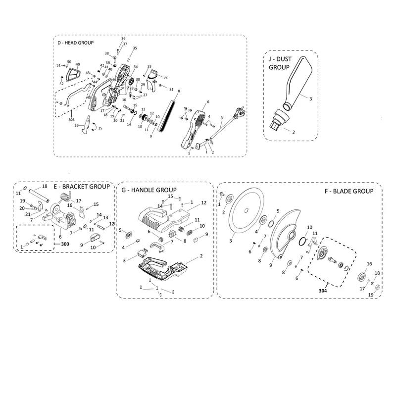 Evolution R255SMS-DB+ Sliding Miter Saw Spare Parts (Head)