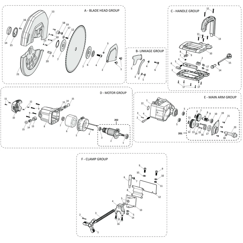 Evolution R355CPS Chop Saw Spare Parts (Head)
