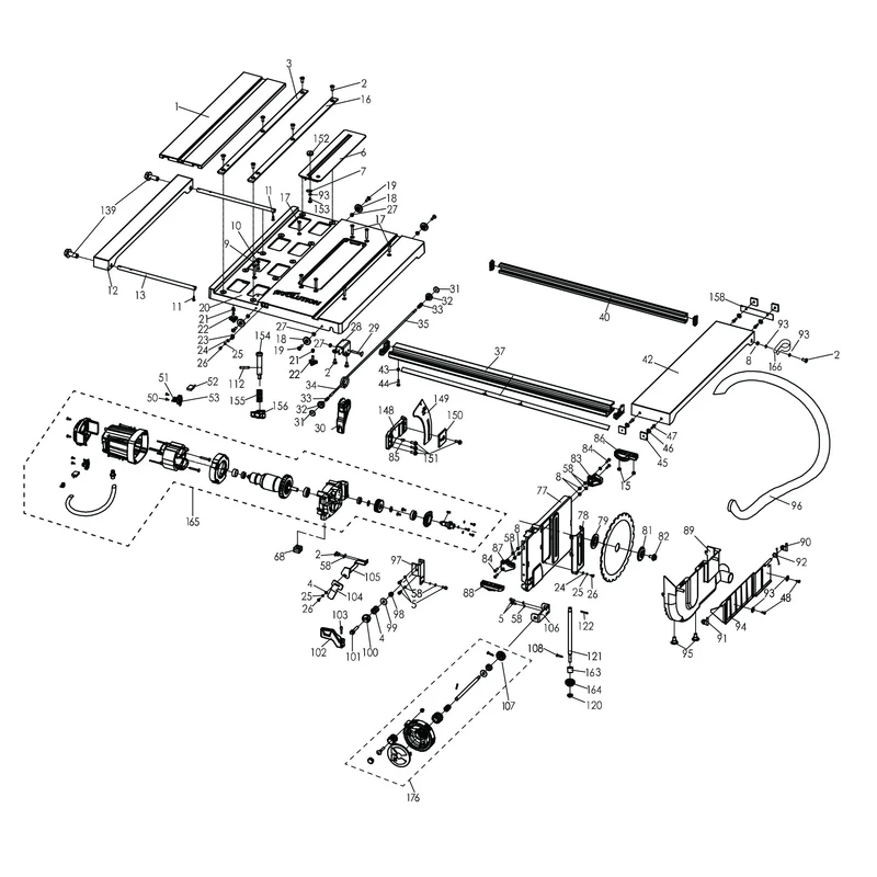 Evolution RAGE5-S Table Saw Spare Parts (Table Top and Motor)
