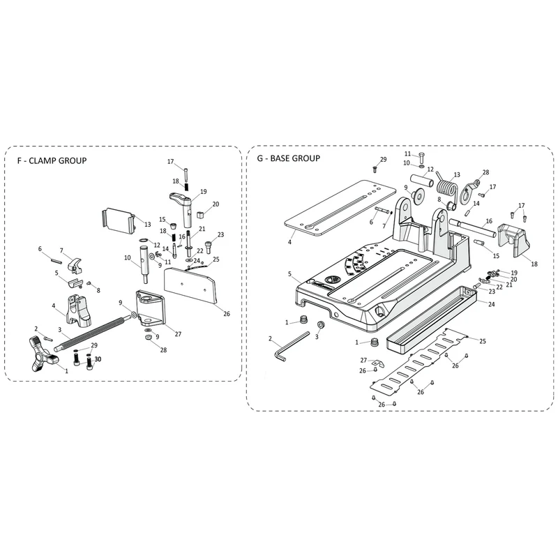 Evolution S380CPS Chop Saw Spare Parts (Base)
