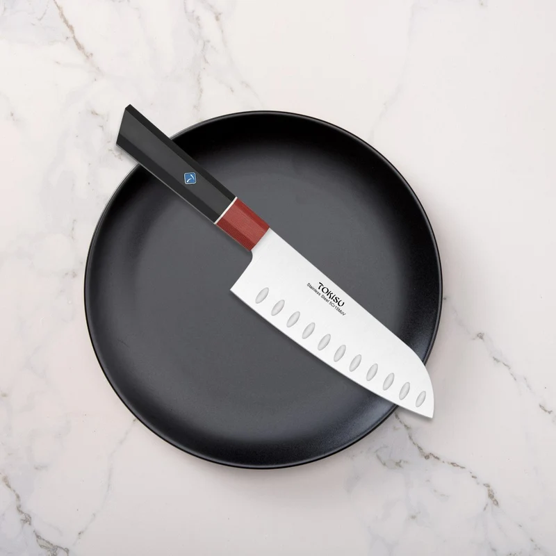 Cuchillo Cocina Profesional TOKYSU - Cuchillos Cocina Japones SANTOKU de Acero Inoxidable de 67 capas 17 cm - Mango G10 DAMASCO
