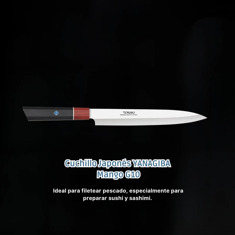 Cuchillo Cocina Profesional TOKYSU - Cuchillos Cocina Japones YANAGIBA de Acero Inoxidable de 67 capas 23 cm- Mango G10