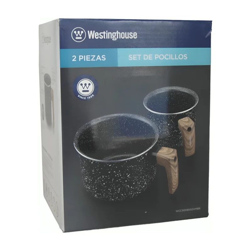 Westinghouse Juego de Ollas de Aluminio Acabado Mármol 2 piezas, WCCS008502EMBB