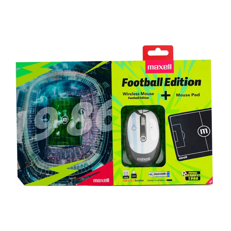 Maxell Kit Mouse Inalámbrico con Mouse Pad Football Edition