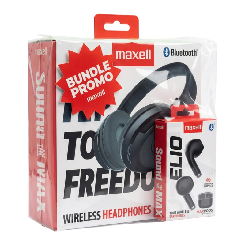 Maxell Audífonos Inalámbricos de Diadema Fly + Audífonos Inalámbricos Elio