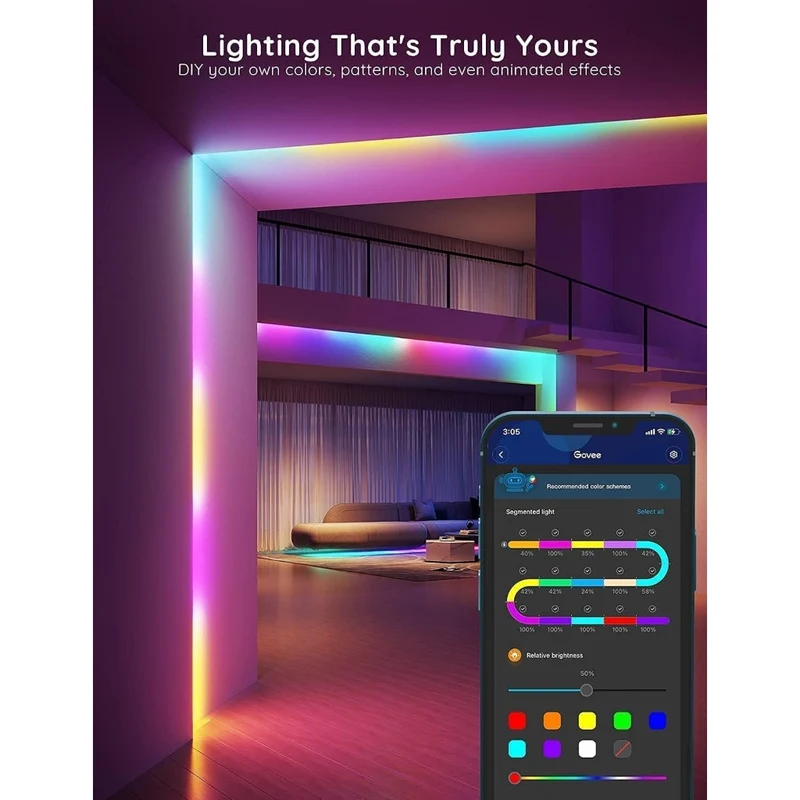 Govee Tira de Luces Inteligentes LED Gaming RGBIC 5 Metros, H618a