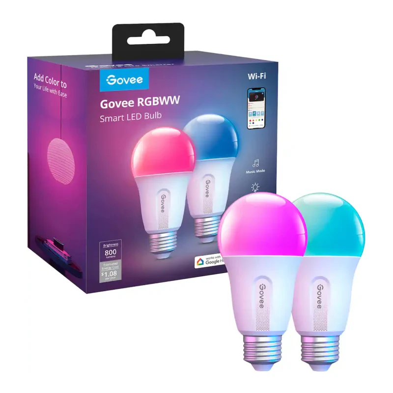 Govee Set Bombillo Inteligente LED Bulb 800LM E26 H6004, 2 Unidades