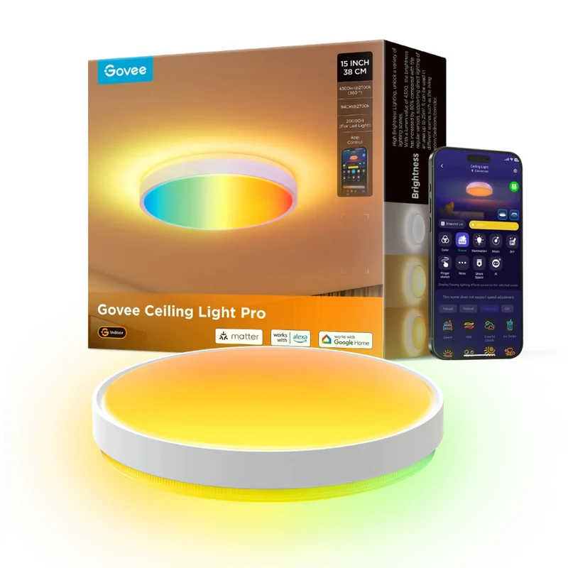 Govee Lámpara de Techo Inteligente Wi-Fi RGBICWW Pro 15", H60A6C01
