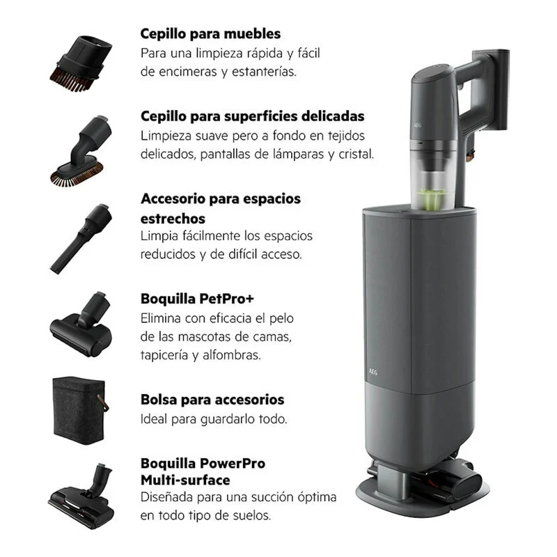 Aspiradora escoba AEG AP83AB25DG – Sin cable, 90 min, Animal 8000