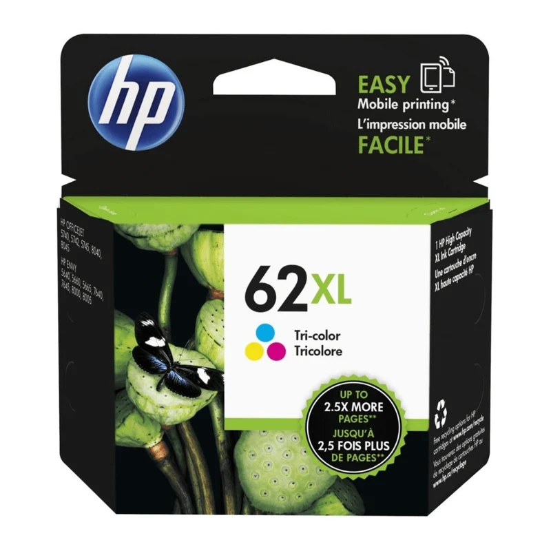 HP Cartucho de Tinta Original Tricolor 62XL (C2P07AL)