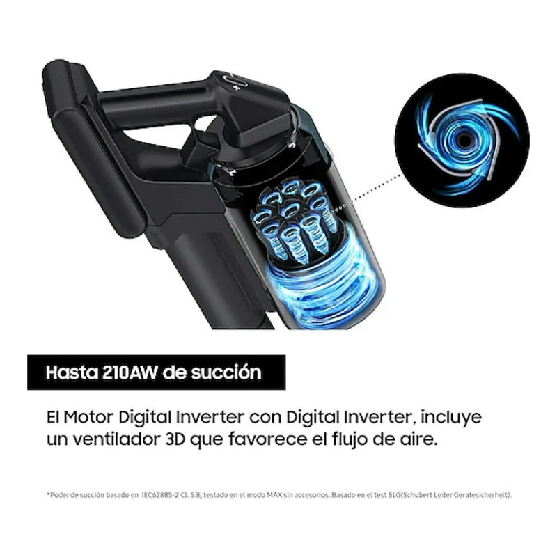 Aspirador escoba Samsung Jet 85 Complete 210AW Cepillo Mascotas+ – 210 AW, sin cable, 60 min