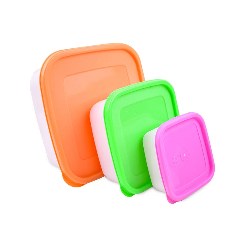 Set con 3 Herméticos Cuadrados Arcoiris: 450ml, 1.2L, 2.75L