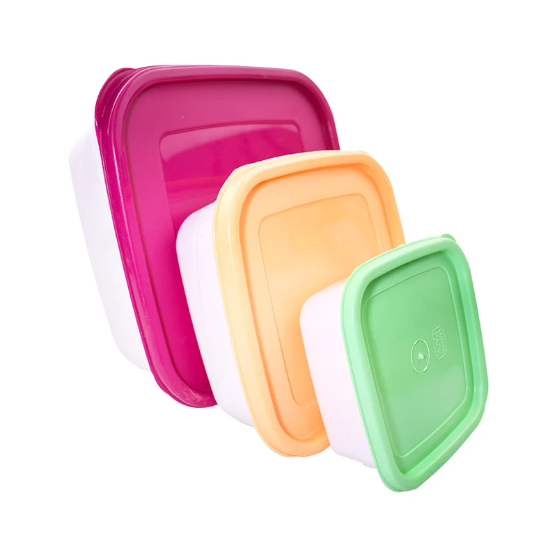 Set con 3 Herméticos Cuadrados Arcoiris: 450ml, 1.2L, 2.75L