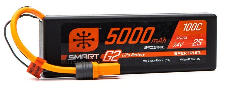 Spektrum Accu lipo Smart G2 2S 7.4v 5000mah 100C Hard Case IC5