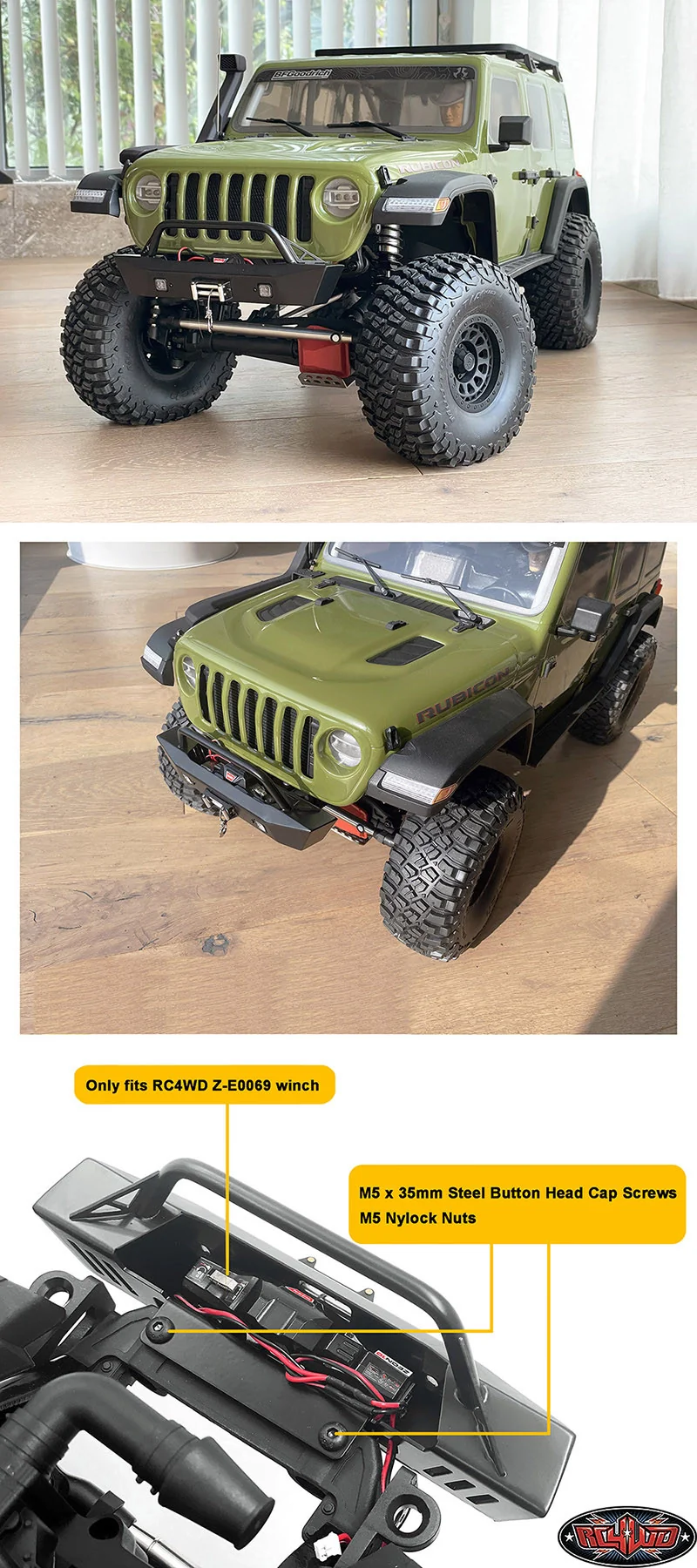 RC4WD Pare-choc avant métal + Led SCX6 VVV-C1300