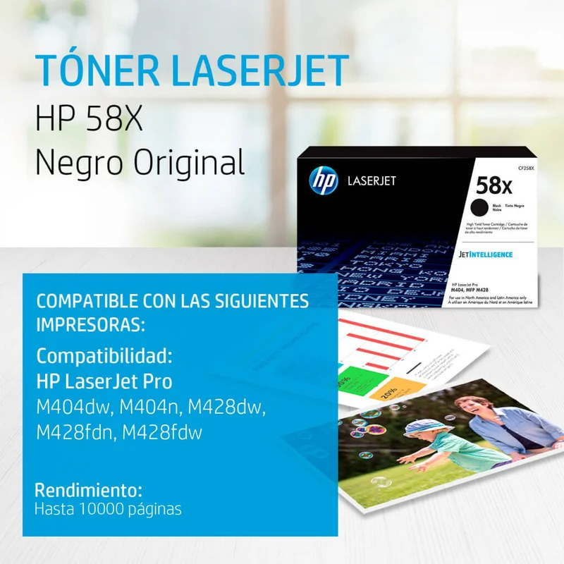 HP Cartucho de Tóner de Tinta Original Negro 58x (CF258X)
