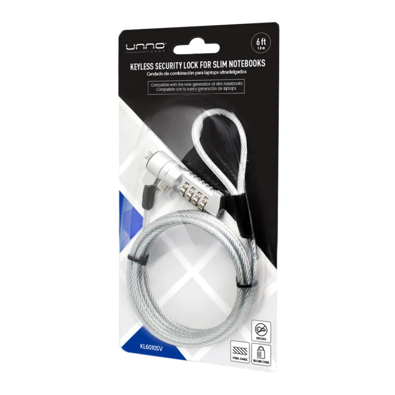 Unno Tekno Candado de Seguridad para Laptop sin Llave, KL6010SV